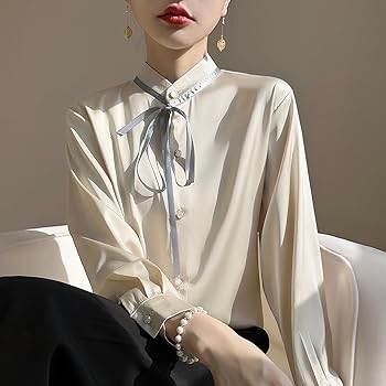 Amazon | [QIAGE] ブラウス シフォン シャツブラウス 長袖