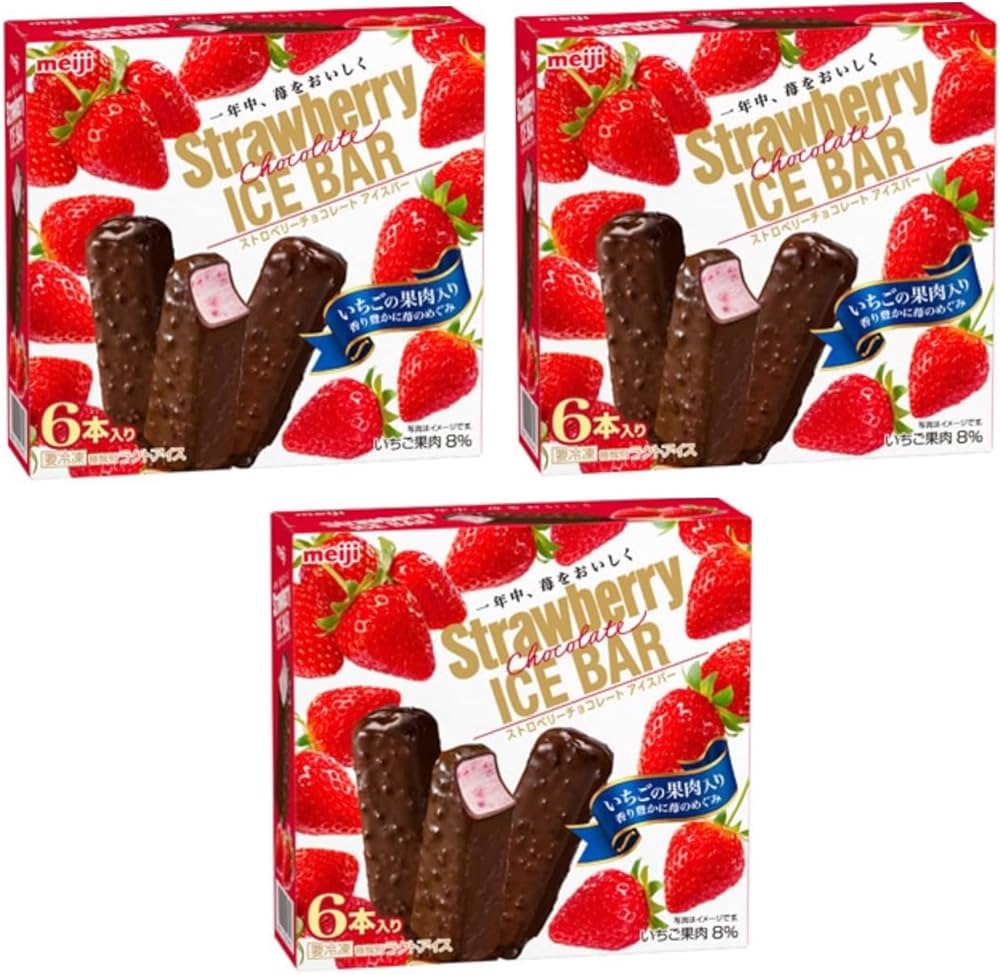 Amazon.co.jp: 明治 ストロベリーチョコレートアイスバー 47ml×6本 3個
