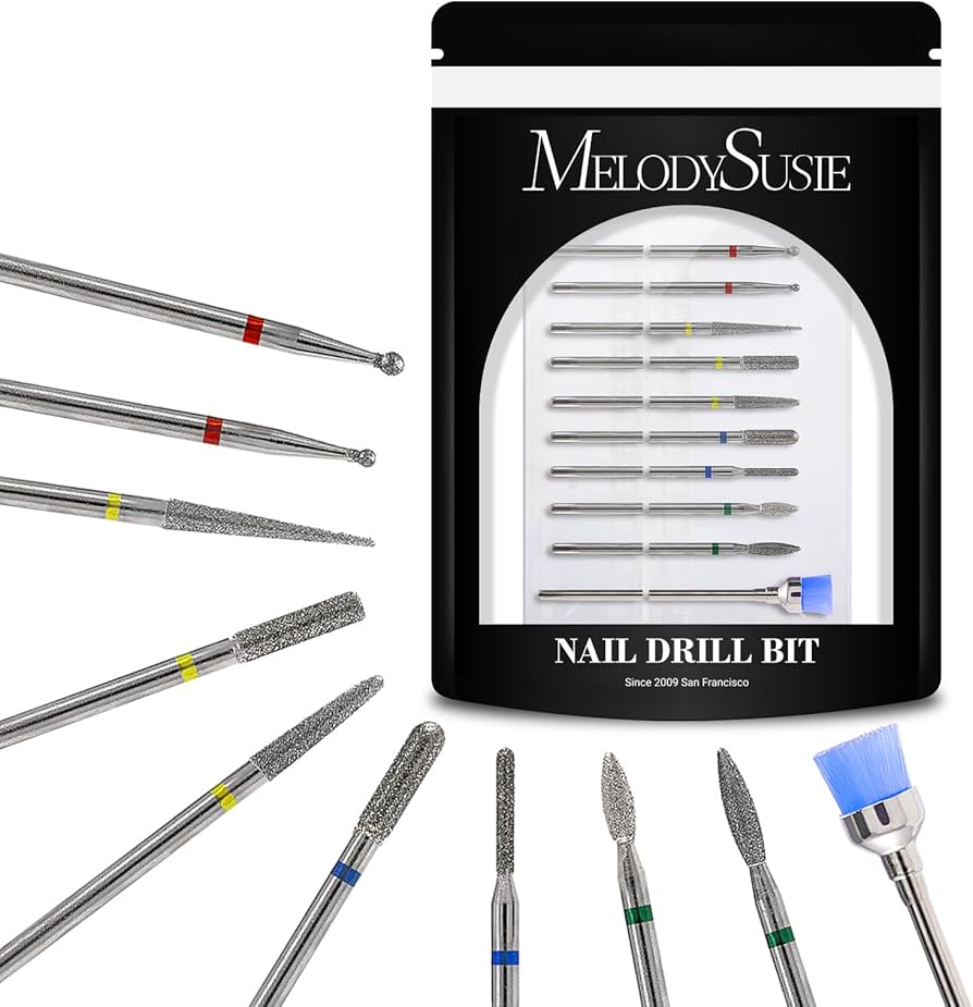 Amazon.com: MelodySusie 10pcs Nail Drill Bits Set, 3/32 Inch