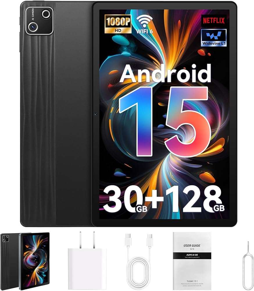 Tablet, 10.1 Inch Android 15 Tablet with 30GB RAM 128GB ROM 1TB