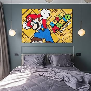 Amazon.co.jp: 任天堂 マリオ 壁画 キャンバス絵画 アートパネル 現代