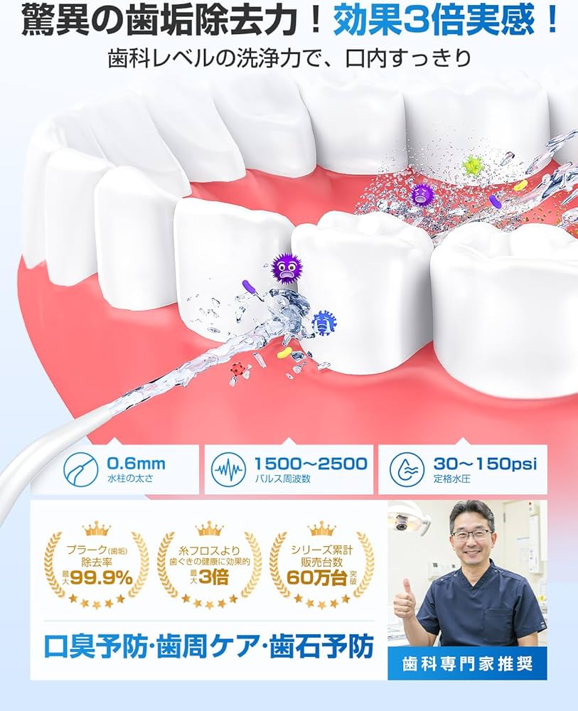 Amazon.co.jp: 口腔洗浄器 ジェットウォッシャー【歯垢除去率99.9%】4