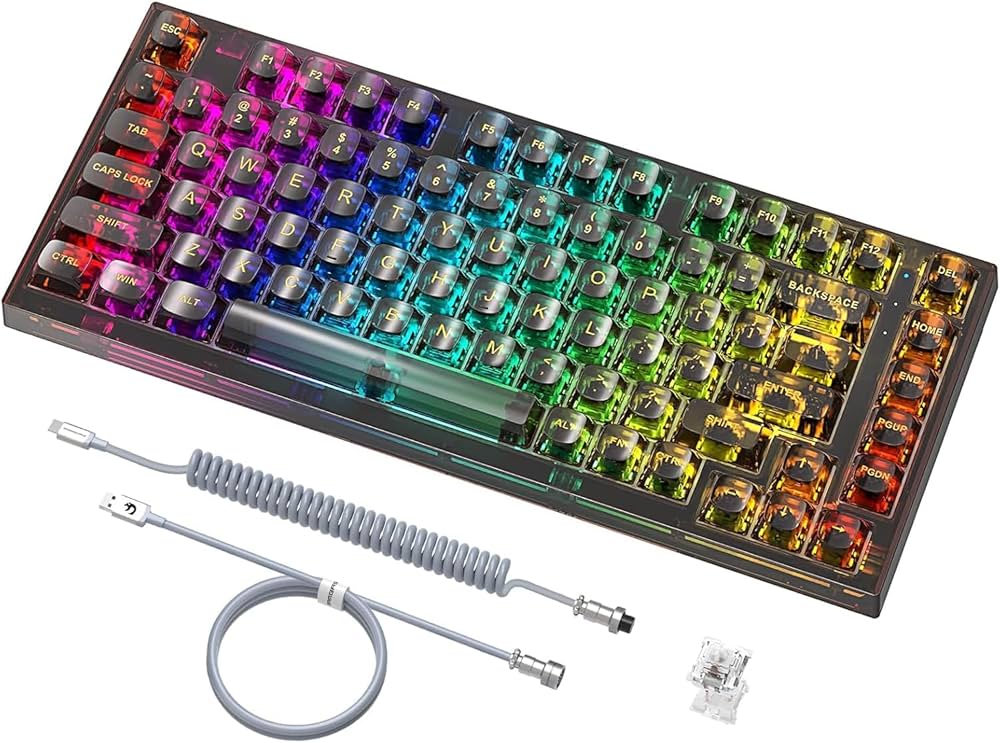 Amazon | ATTACK SHARK×MAMBASNAKE X75 透明ガスケット 有線メカニカル