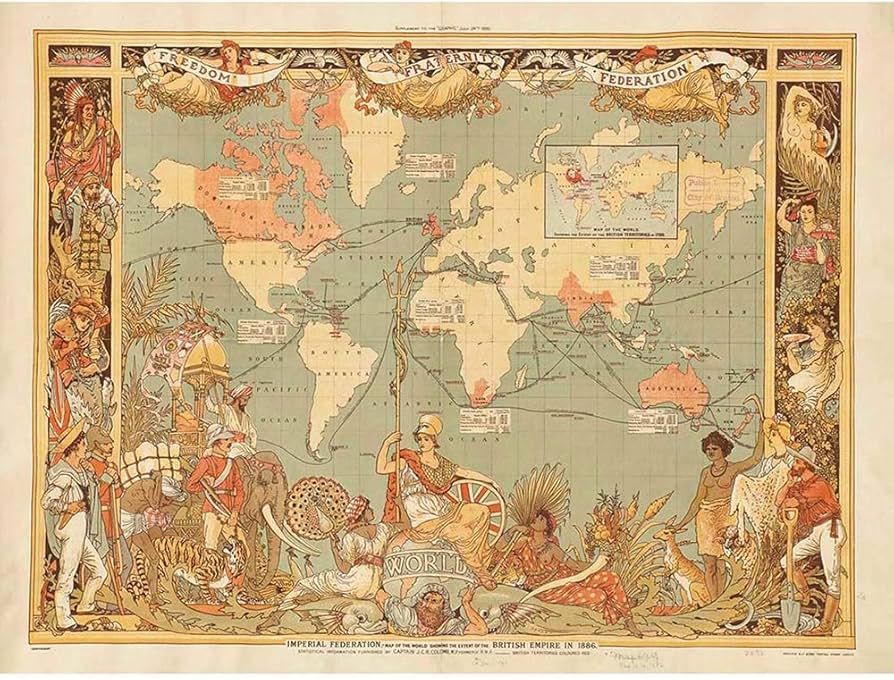 Amazon.co.jp: Maps British Empire 1886 Imperial Illustrated People