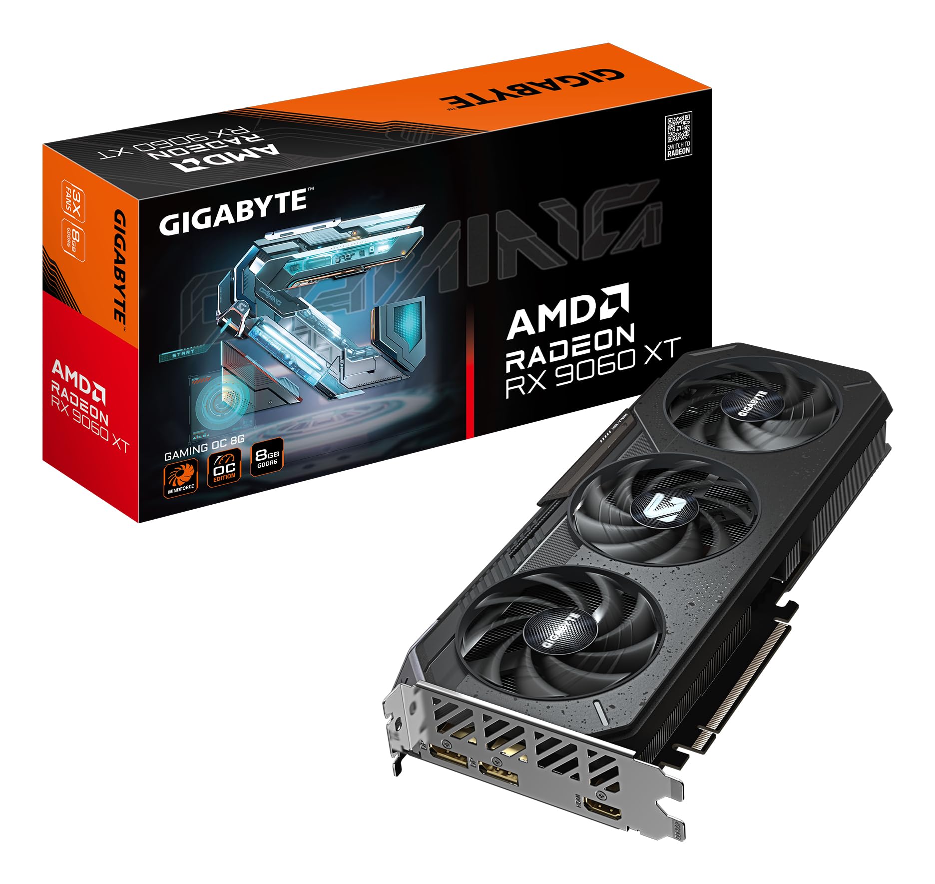 Gigabyte Radeon RX 9060 XT Gaming OC 8G Graphics Card - 8GB GDDR6