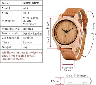 Amazon.com: BOBO BIRD Men's Bamboo Wooden Watch with Brown Cowhide