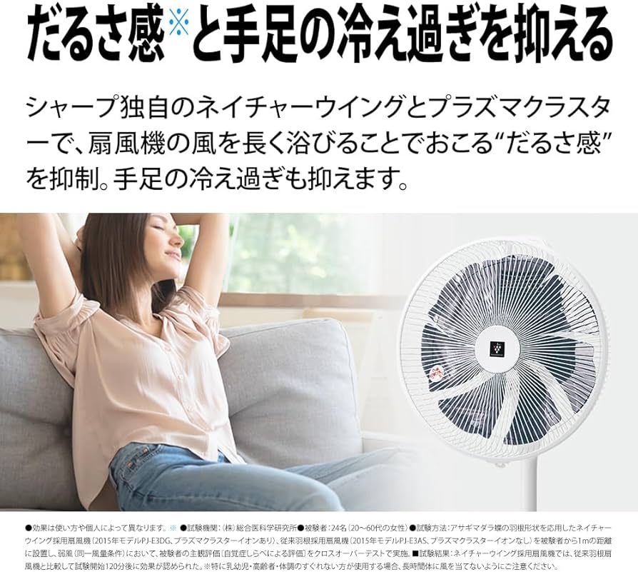 Amazon | シャープ プラズマクラスター扇風機 PJ-R3DS-W ホワイト ハイ