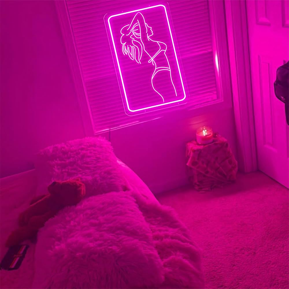 Amazon | ピンクネオンサイン ネオンライト セクシー女性のピンク色の