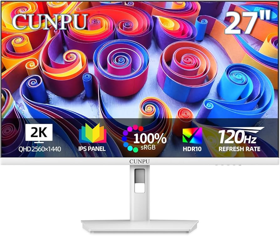 Amazon.com: CUNPU 27 Inch White Gaming Monitor, 2K QHD 120Hz IPS