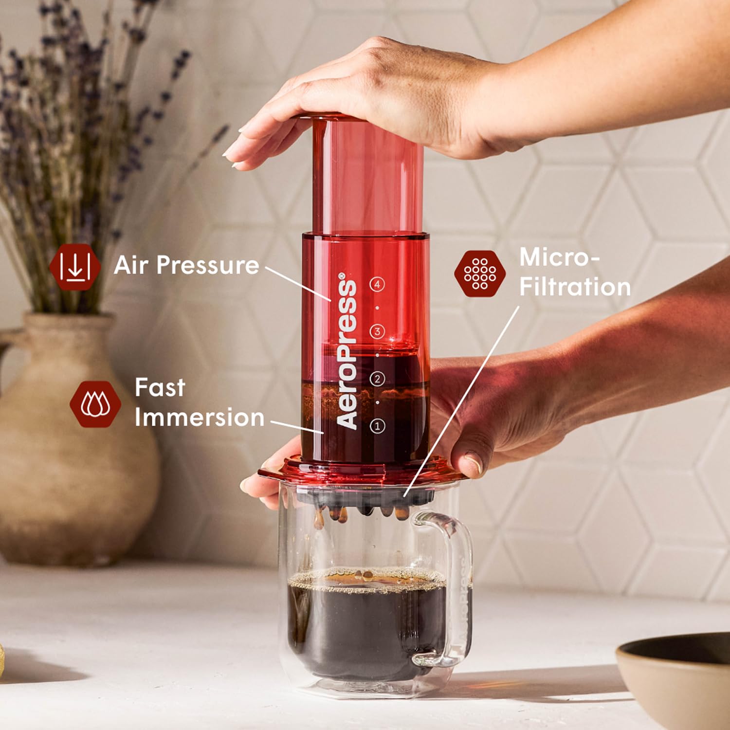 Amazon.com: AeroPress Clear Red Coffee Press - All-in-One French
