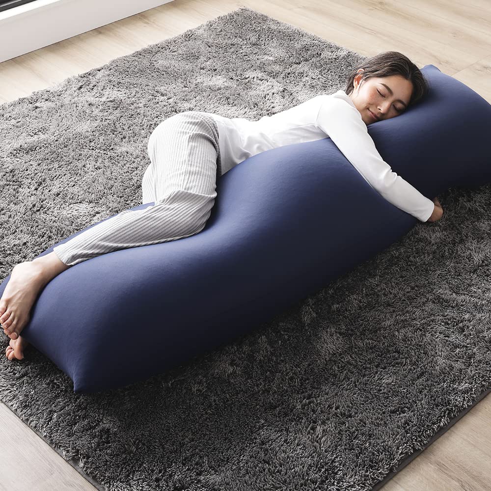 Amazon.co.jp: ビーズクッション 特大 抱き枕 ネイビー 150cm×45cm