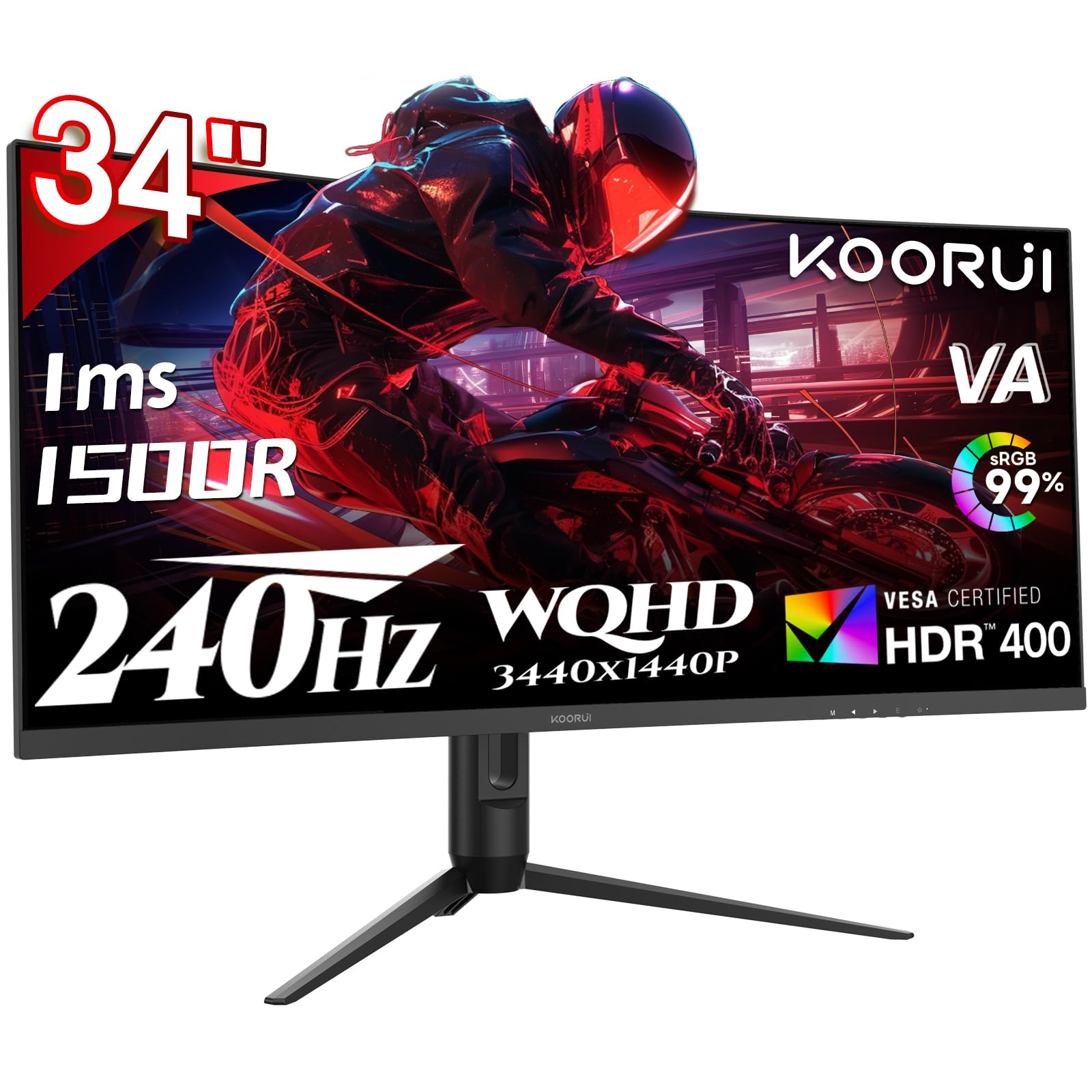 Amazon.co.jp: KOORUI 34インチ 240Hz 超ワイド 湾曲ゲーミング