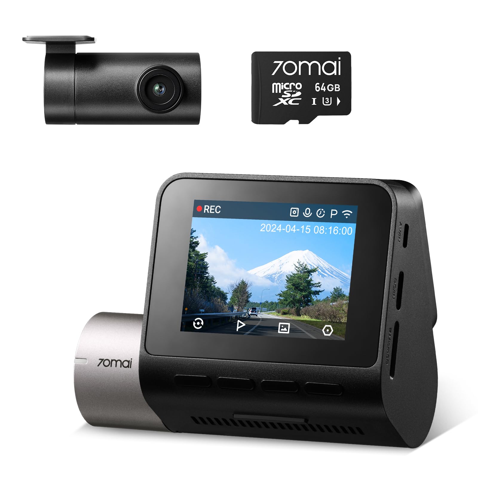 Amazon.co.jp: 【前後2カメラ+64GB SDカード付属】 70mai Dash Cam