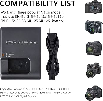 Amazon.com : MH-25 Quick Charger for Nikon Battery: MH-25a EN-EL15