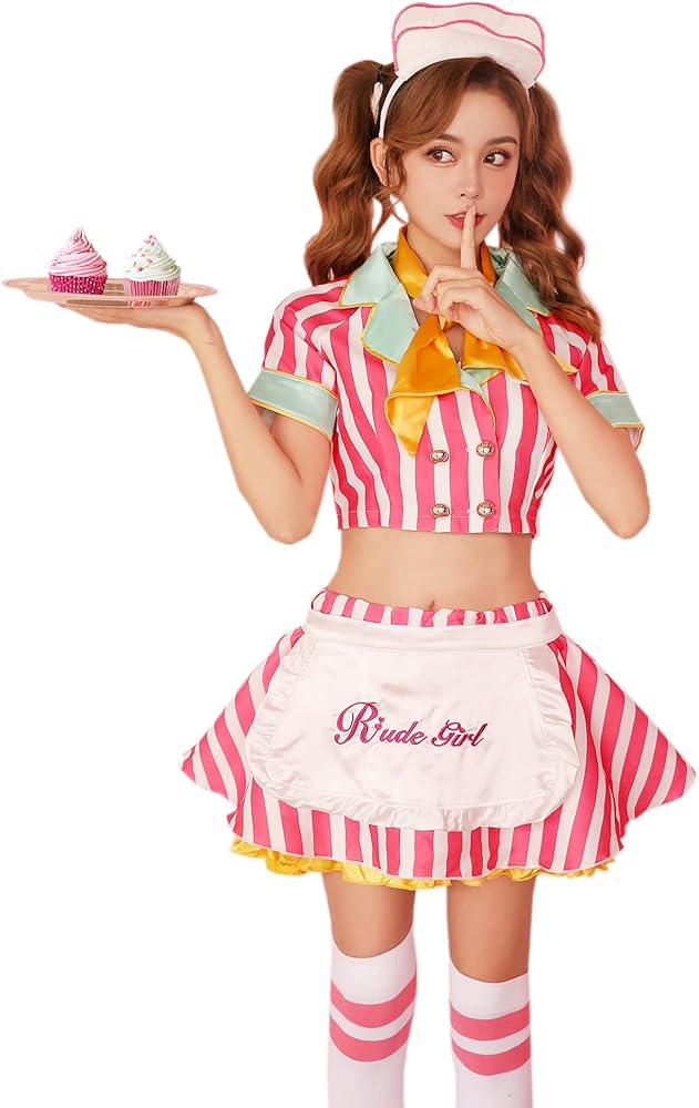 Amazon.co.jp: [Malymoon] ハロウィン コスプレ ウエイトレス ダイナー