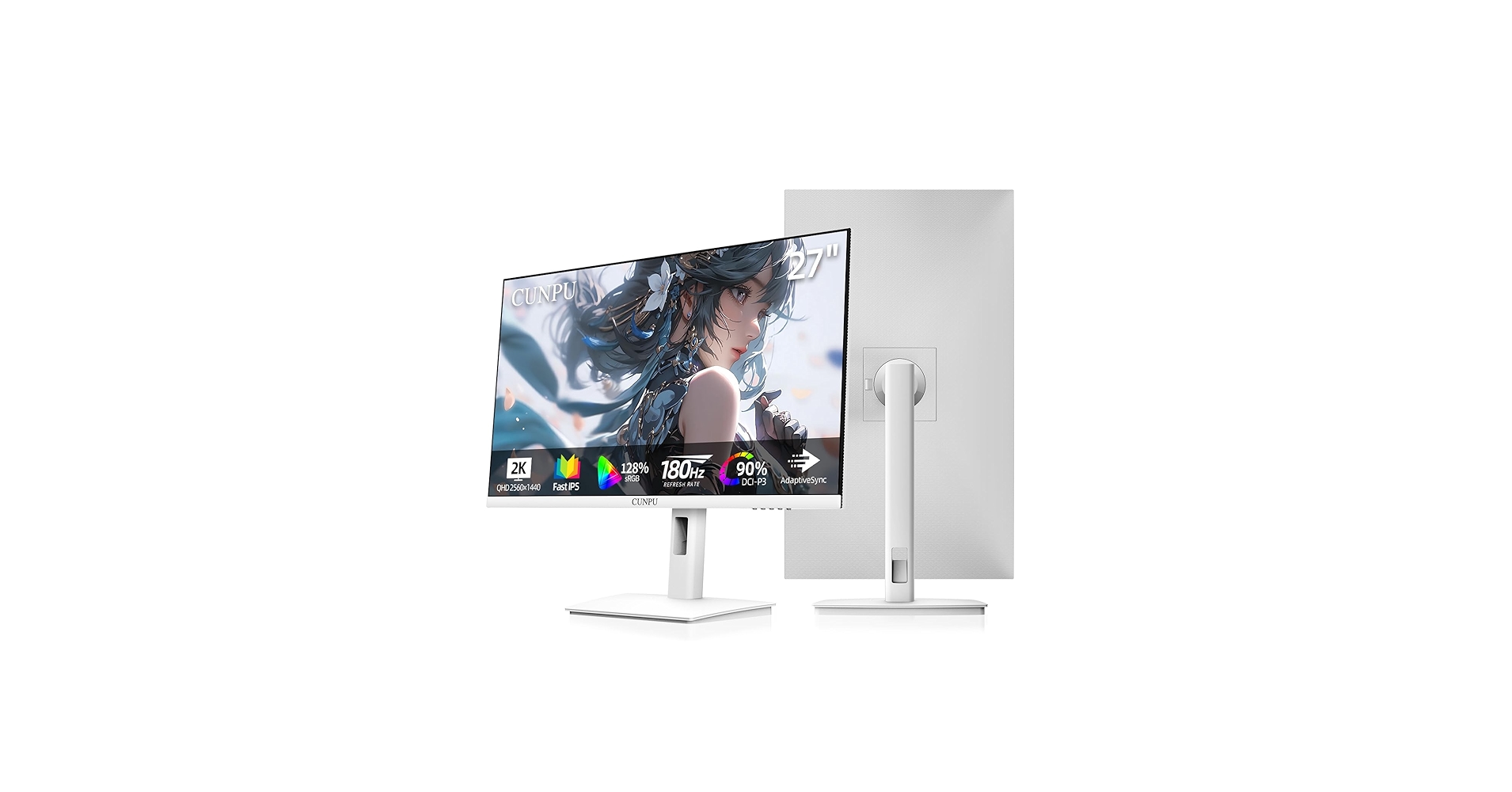 Amazon.com: CUNPU 27 Inch White 180/200Hz Gaming Monitor, QHD