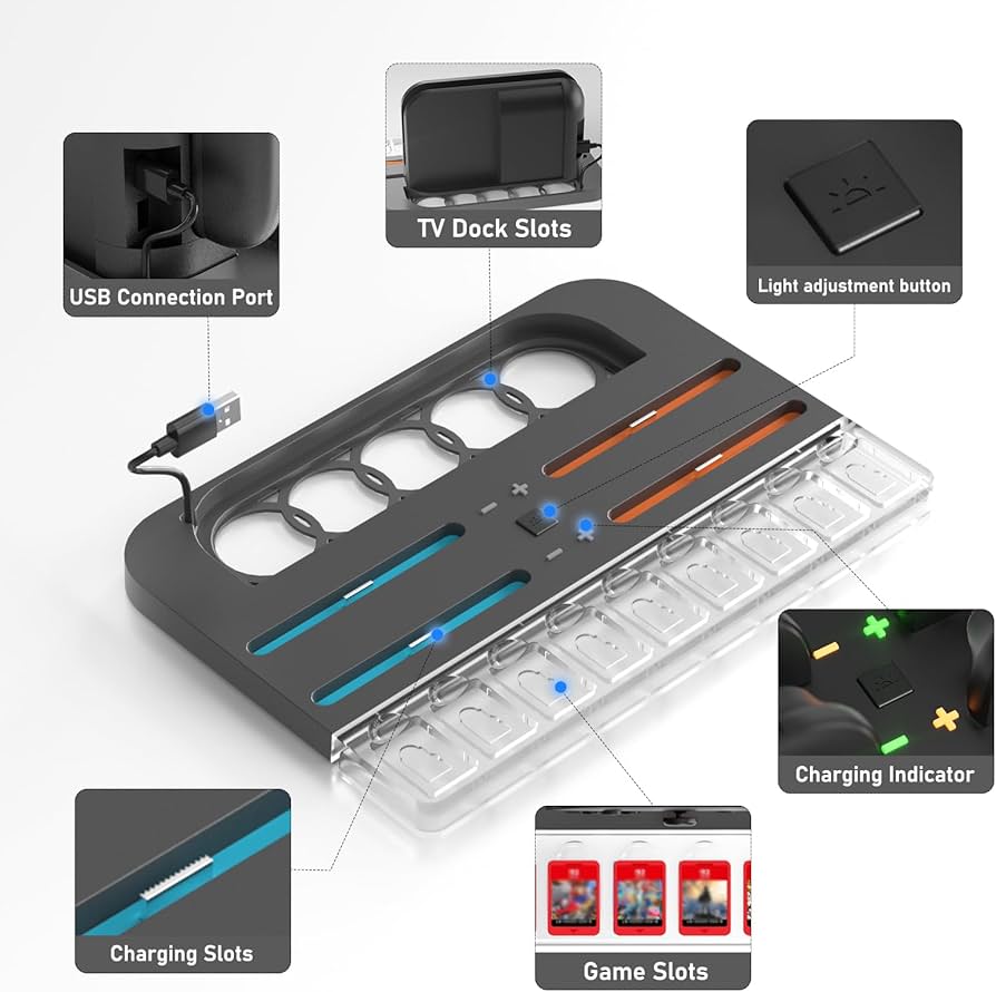 Amazon.co.jp: Nintendo Switch 2(2025)用充電器充電ドック、RGBライト