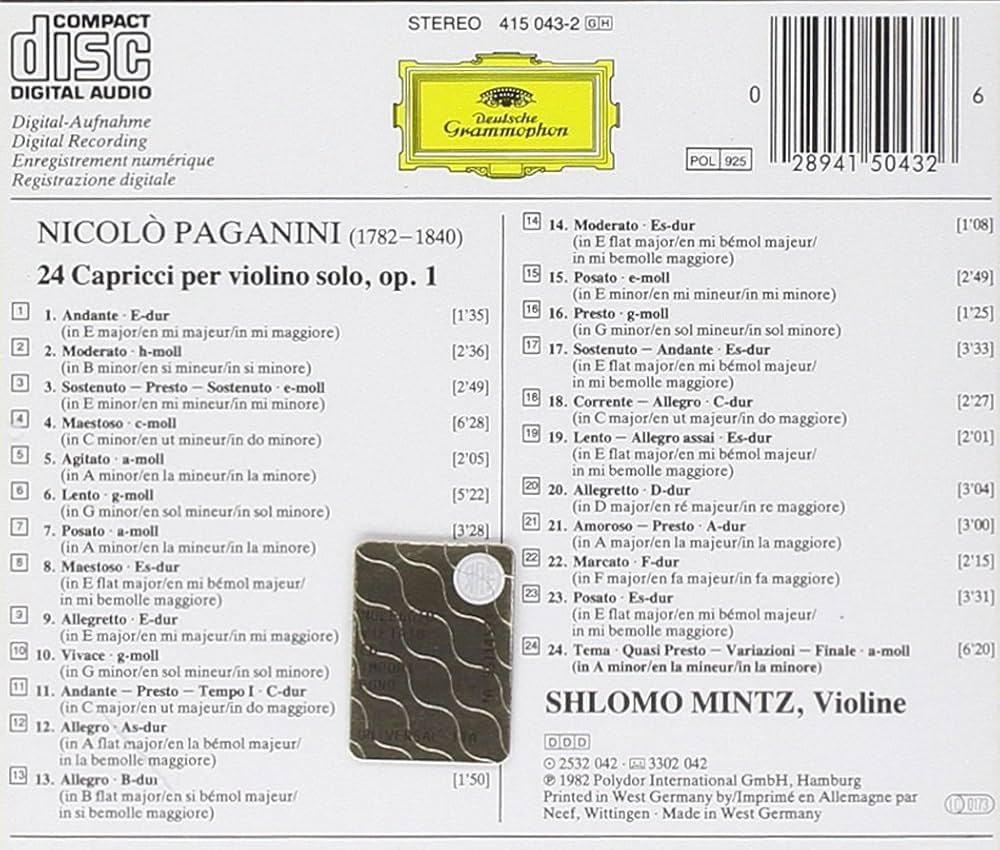 Niccolo Paganini, Shlomo Mintz - Paganini: 24 Caprices - Amazon