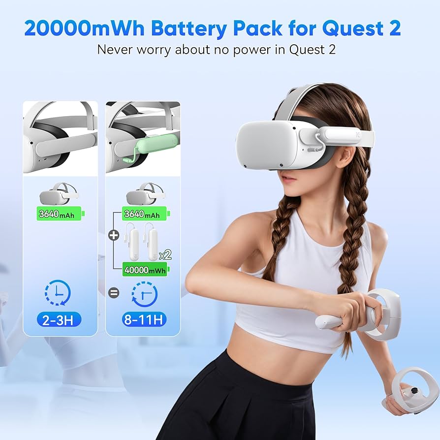 Amazon.com: Kinwin Battery Pack for Oculus Quest 2, 2 Pack