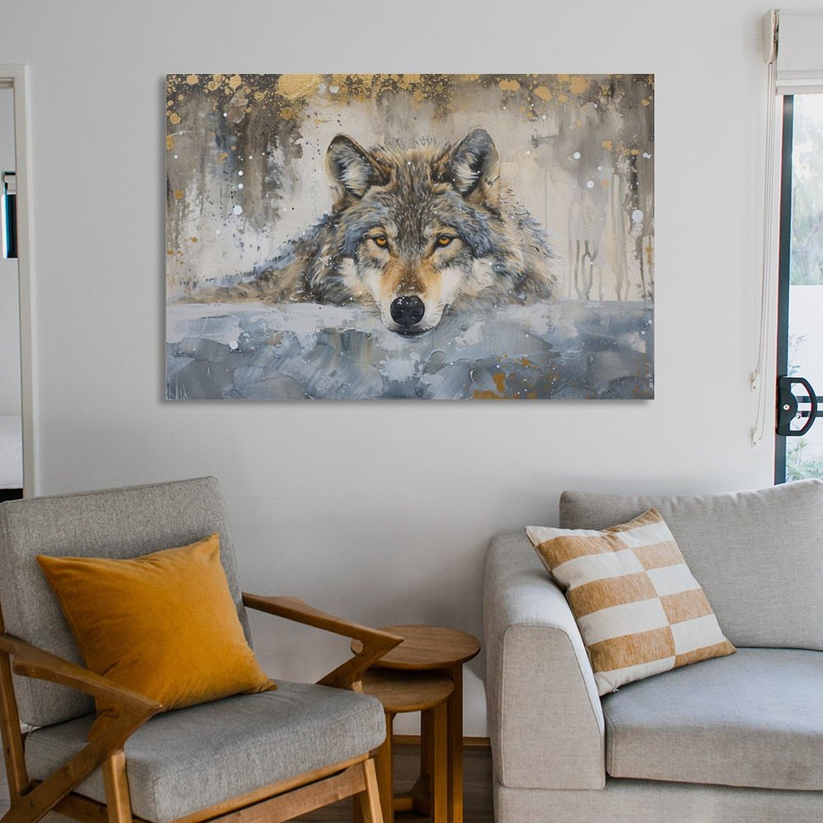 Amazon.co.jp: 絵画 オオカミの視線 アートパネル ポスター 超リアルな