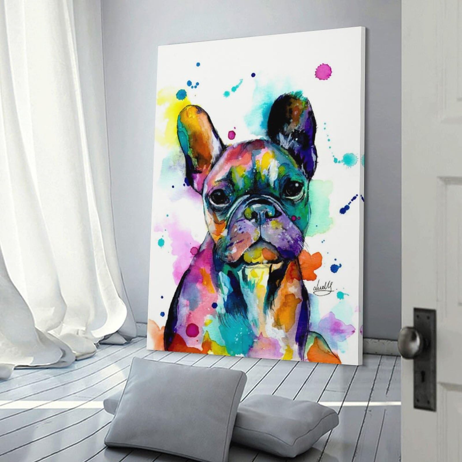 Amazon.co.jp: カラフルなフレンチ・ブルドッグのポスター アート