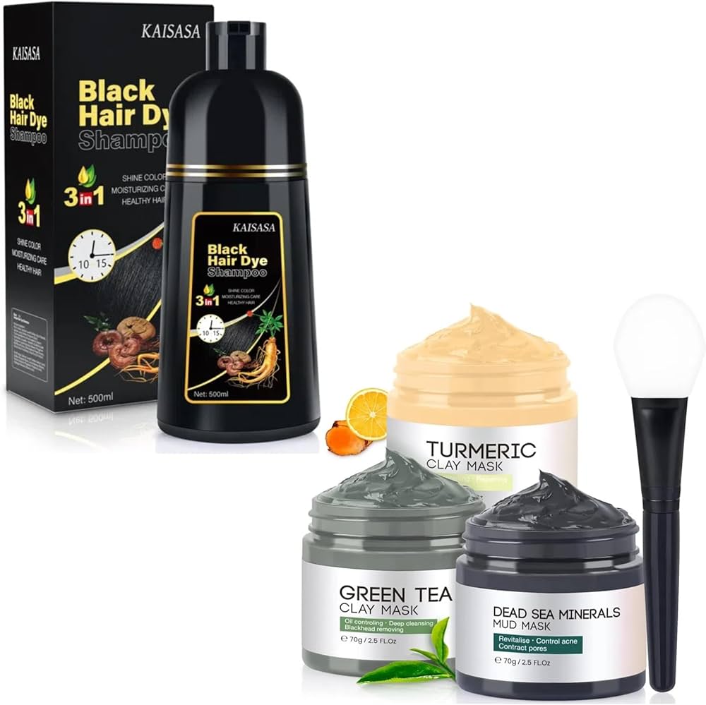 Amazon.com : Kaisasa Black Hair Dye Shampoo 3 in 1 and VC Clay