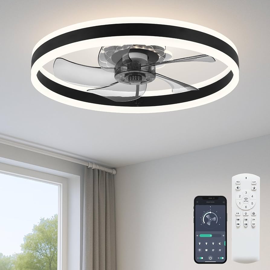 Fszdorj Ceiling Fan with Light, Upgraded 20'' Low Profile Fan