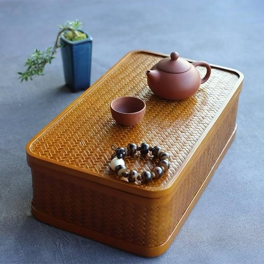 Amazon｜竹編み茶道収納バスケット 竹籠 竹篭 茶道具収納箱 茶盆茶台