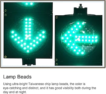 Amazon.co.jp: 200mm グリーン矢印信号標識ライト、左折、直進交通停止