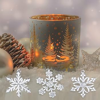 Amazon.co.jp: 4E's Novelyのガラス雪の結晶オーナメント 12個