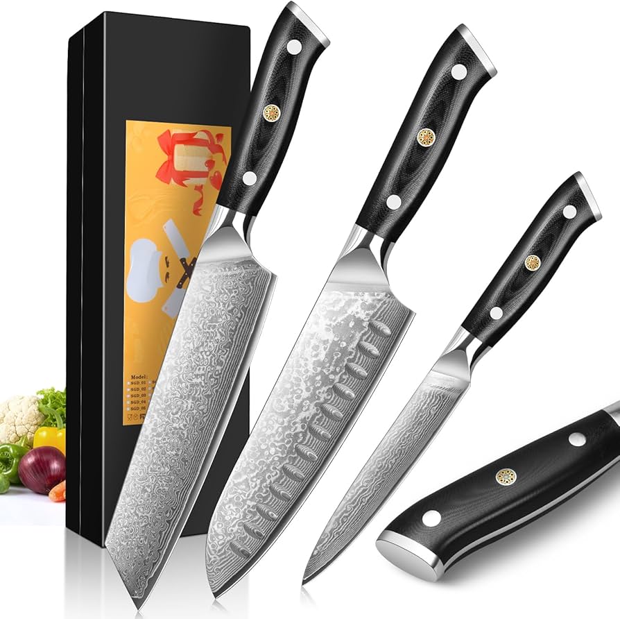 Amazon | KyushuBlade 包丁3本セット【三徳+牛刀+ペティナイフ】プロ用