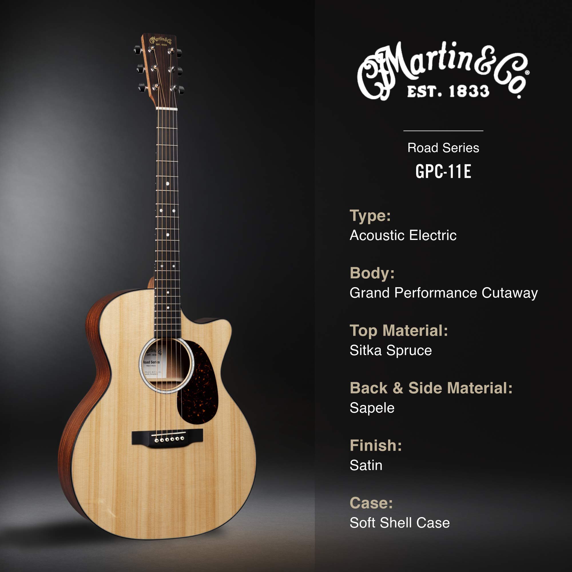 Amazon.com: Martin Guitar Road Series GPC-11E Acoustic-Electric