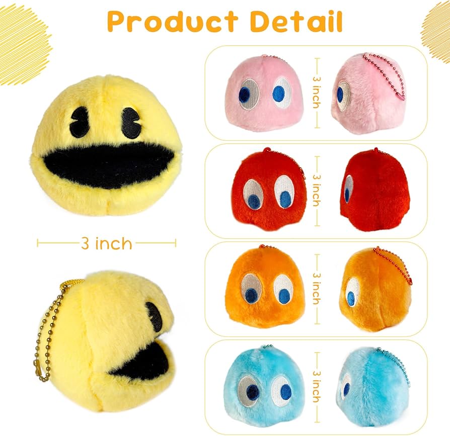 Amazon.co.jp: パックマン ぬいぐるみ キーホルダー 5個セット とても