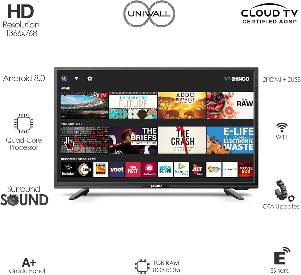 Shinco 80 cm (32 Inches) HD Ready Smart LED TV SO328AS (Black