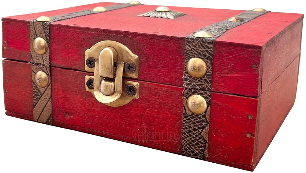 アンティーク風 木製トランクボックス 宝箱風 収納ケース アンティーク