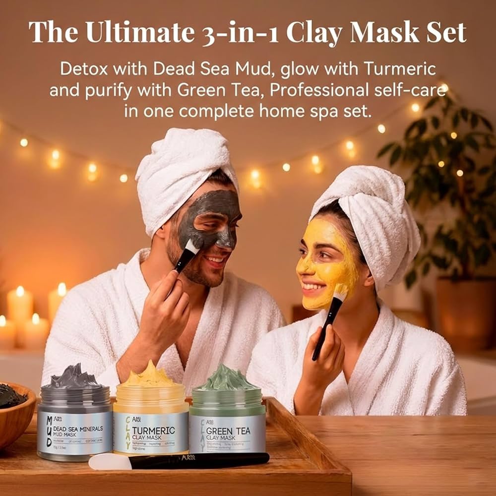 Amazon.com : ANAI RUI 3 Pcs Face Mask Set - Turmeric Clay Mask