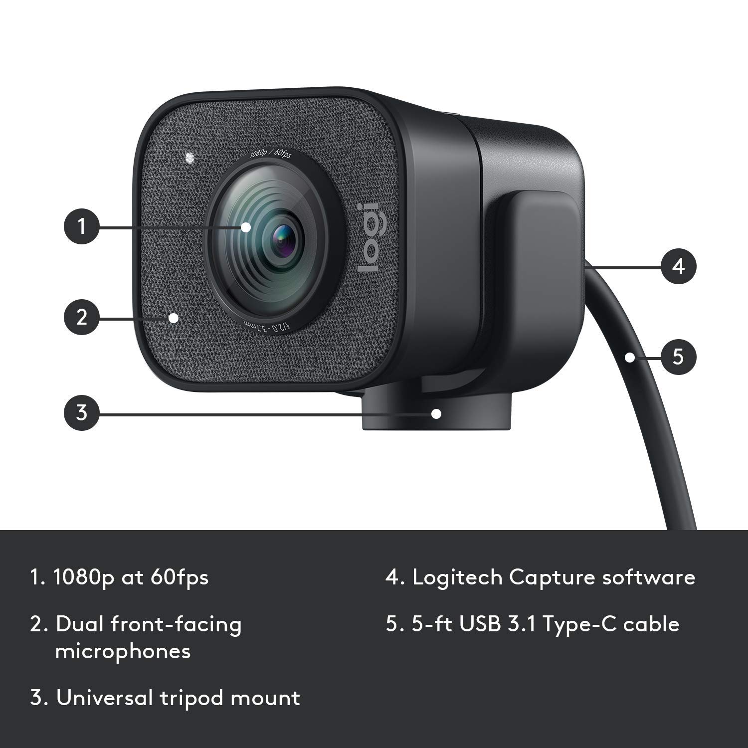 Amazon.com: Logitech 2022 StreamCam 1080P HD 60fps Streaming