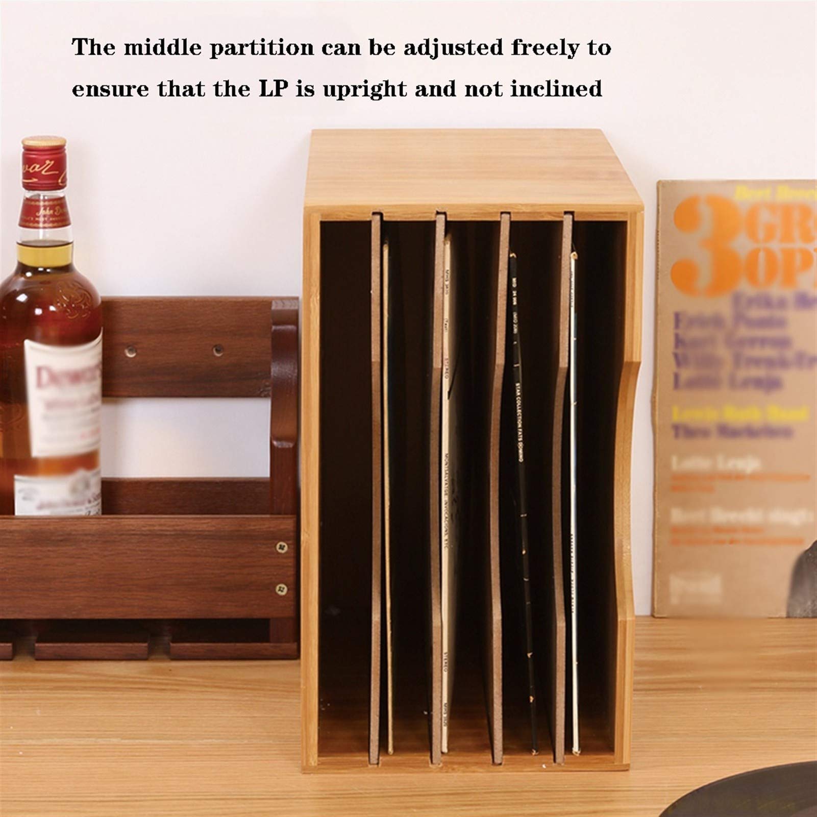 Amazon.co.jp: 木製ビニールレコードスタンド、デスクドロワーLP