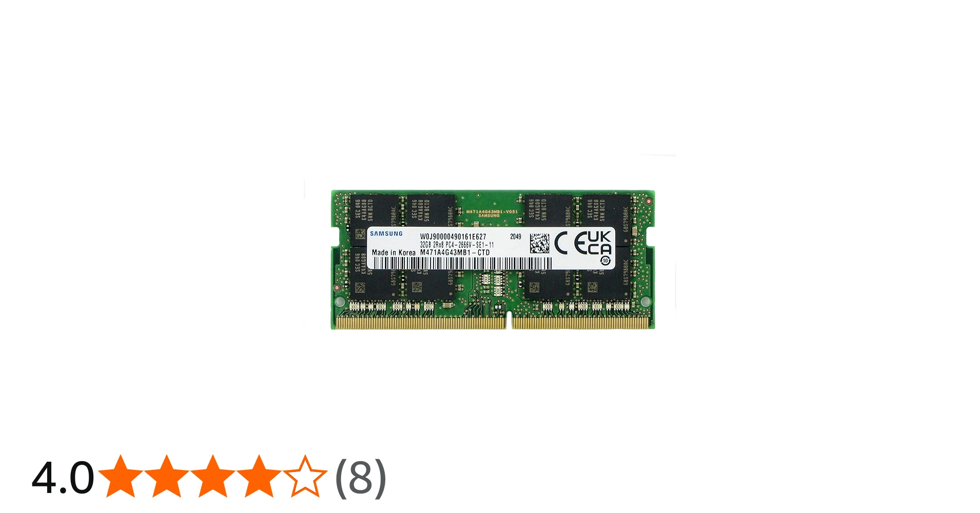 Samsung 32GB DDR4 PC4-21300, 2666MHZ 260 PIN SODIMM 1.2V CL 19