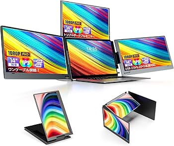 Amazon.co.jp: 全身アルミ合金製 トリプルモニター 14インチ マルチ