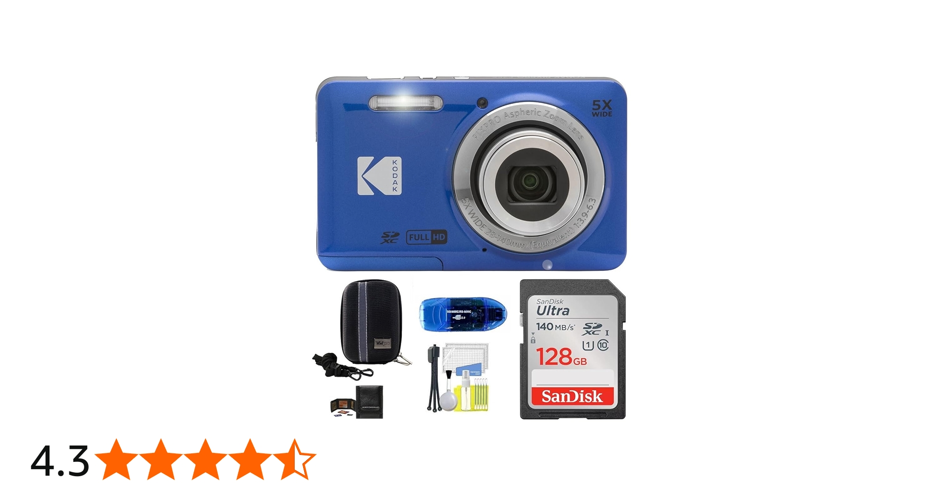 Amazon | KODAK Pixpro FZ55 デジタルカメラバンドル:SanDisk 128GB