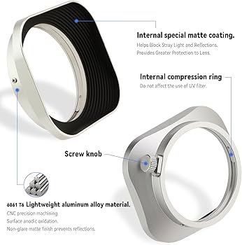 Amazon.com : Haoge LH-F48W Square Metal Lens Hood Shade for