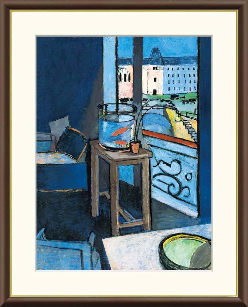 Amazon.co.jp: 10年保証 絵画 版画 金魚鉢のある室内 アンリ・マティス
