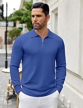 Amazon.com: COOFANDY Mens Knit Polo Sweater Casual Long Sleeve