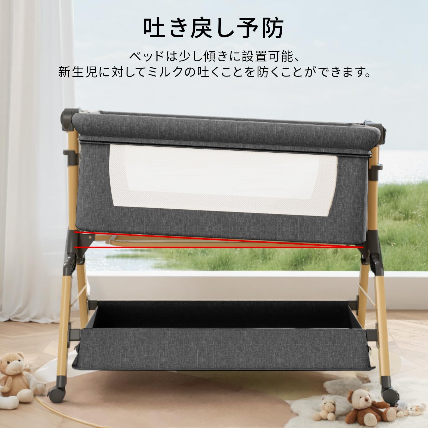 Amazon.co.jp: ベビーベッド 添い寝 折りたたみ ハイローベッド 高さ3