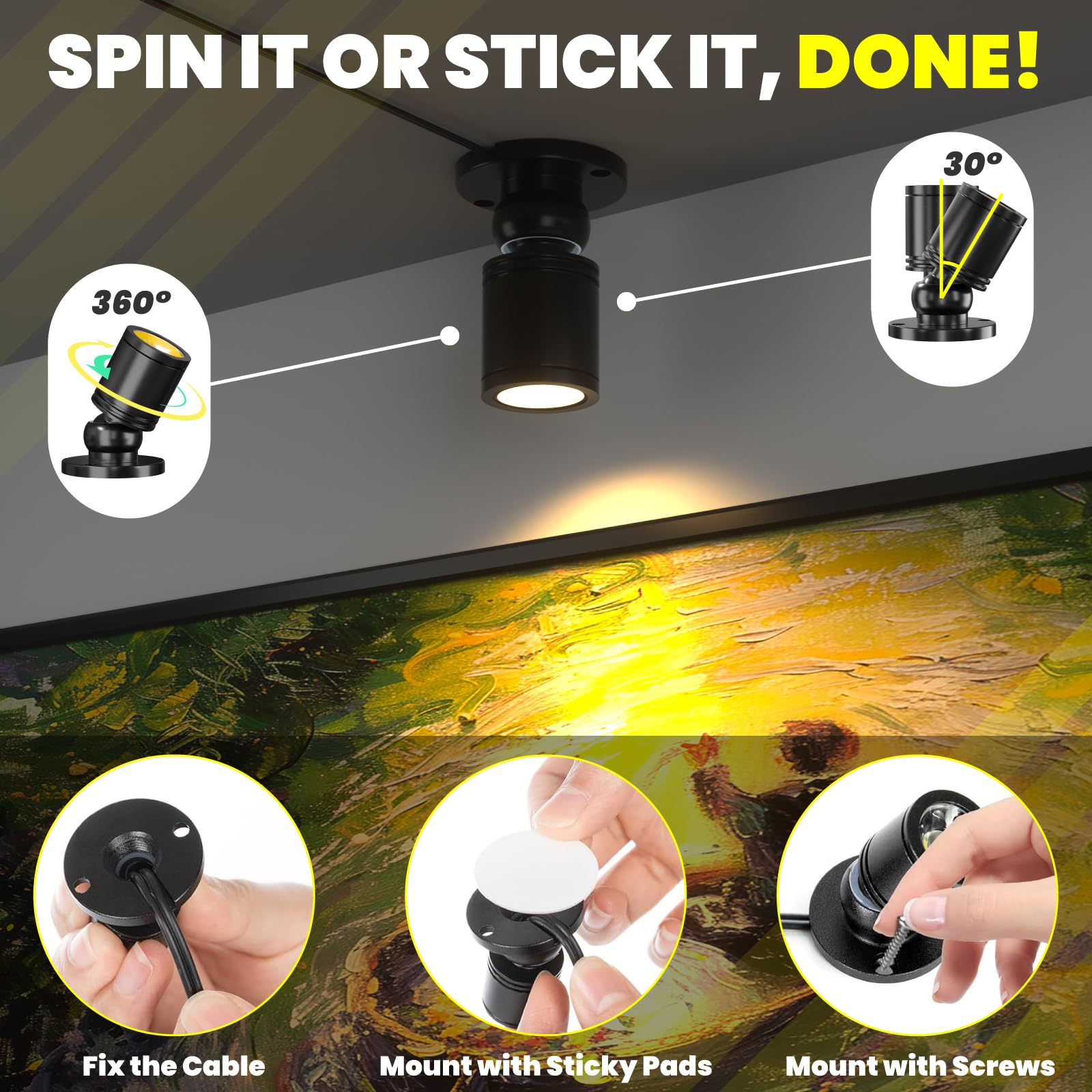 TobeBright Mini LED Spotlight Plug in, 2-in-1 Indoor Small Spot