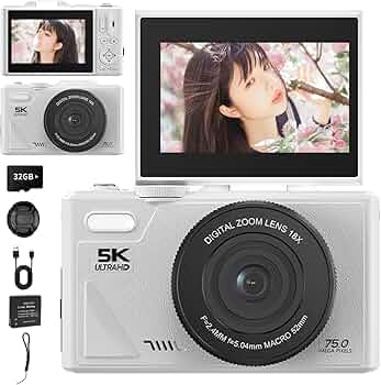 Amazon | 18倍ズーム 7500万画素・5K動画撮影 デジタルカメラ デジカメ