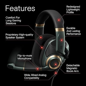 Amazon.co.jp: EPOS H6Pro ゲーミングヘッドセット 有線 開放型