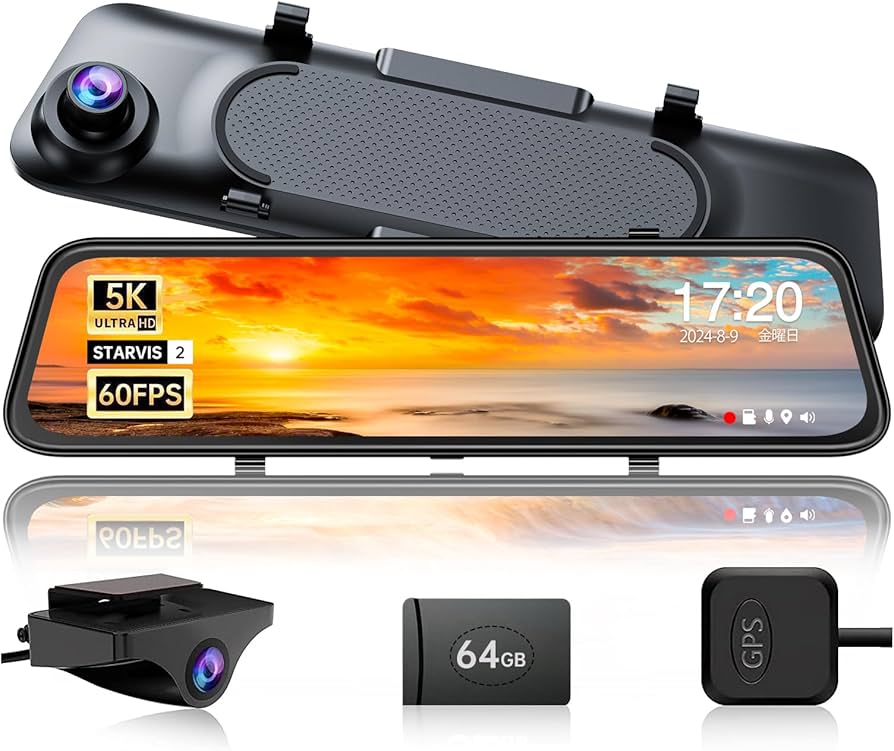 Amazon | JADO最新ドライブレコーダーミラー型 5K解像度 12インチ リア