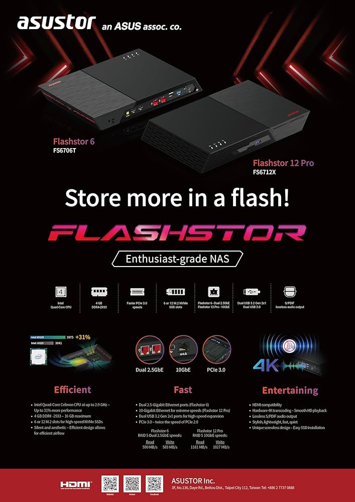 Amazon.com: Asustor Flashstor 12 Pro FS6712X - 12 Bay Pure M.2 SSD